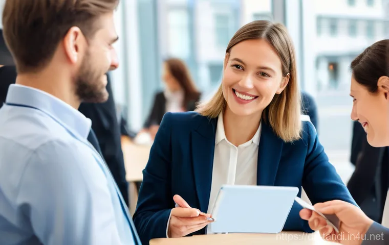 통번역사 프리랜서로서 경력 쌓기 - A young, determined freelance translator, dressed in smart casual business attire, sits at a modern,...