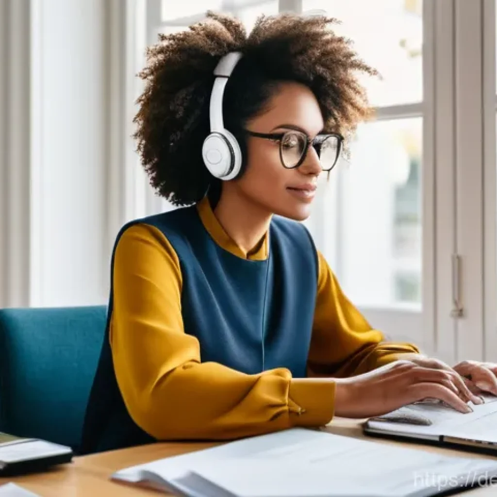 통번역사 일상 업무 - **Morning Preparation and Planning in a Home Office**
    A professionally dressed woman in her late...