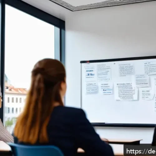 통번역사 번역학 박사 과정 - A modern German university campus scene focused on translation studies: a diverse group of young adu...