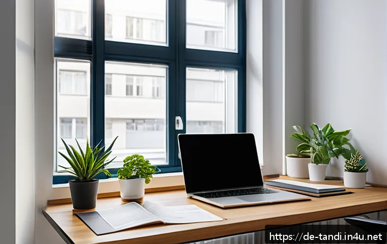 통번역사 취업 포트폴리오 - A modern, professional workspace featuring a female translator at a sleek desk with a laptop, multip...